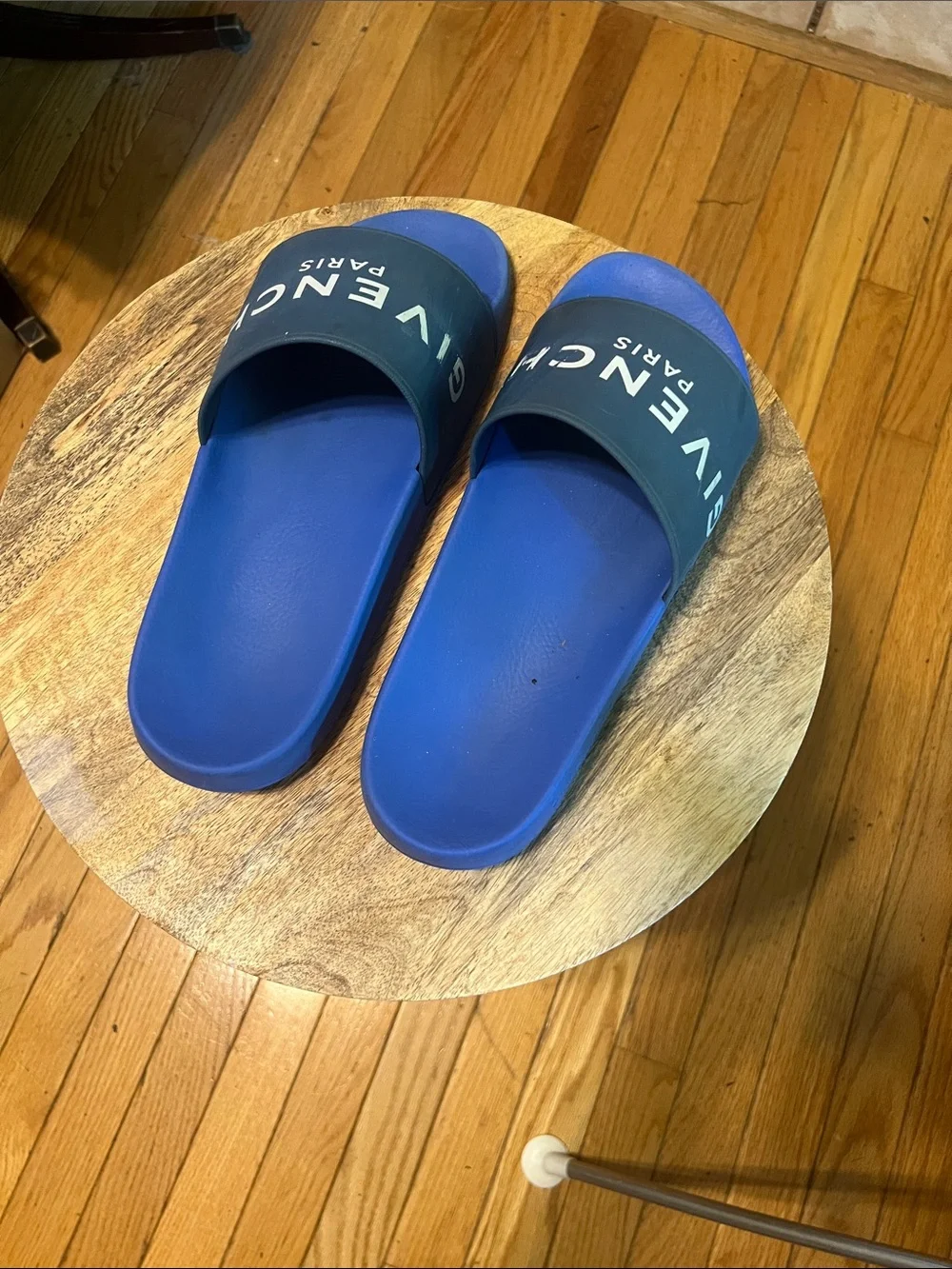 Givenchy Blue and Black Logo Slide Sandals